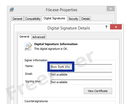 Screenshot of the Bon DoN jOv certificate